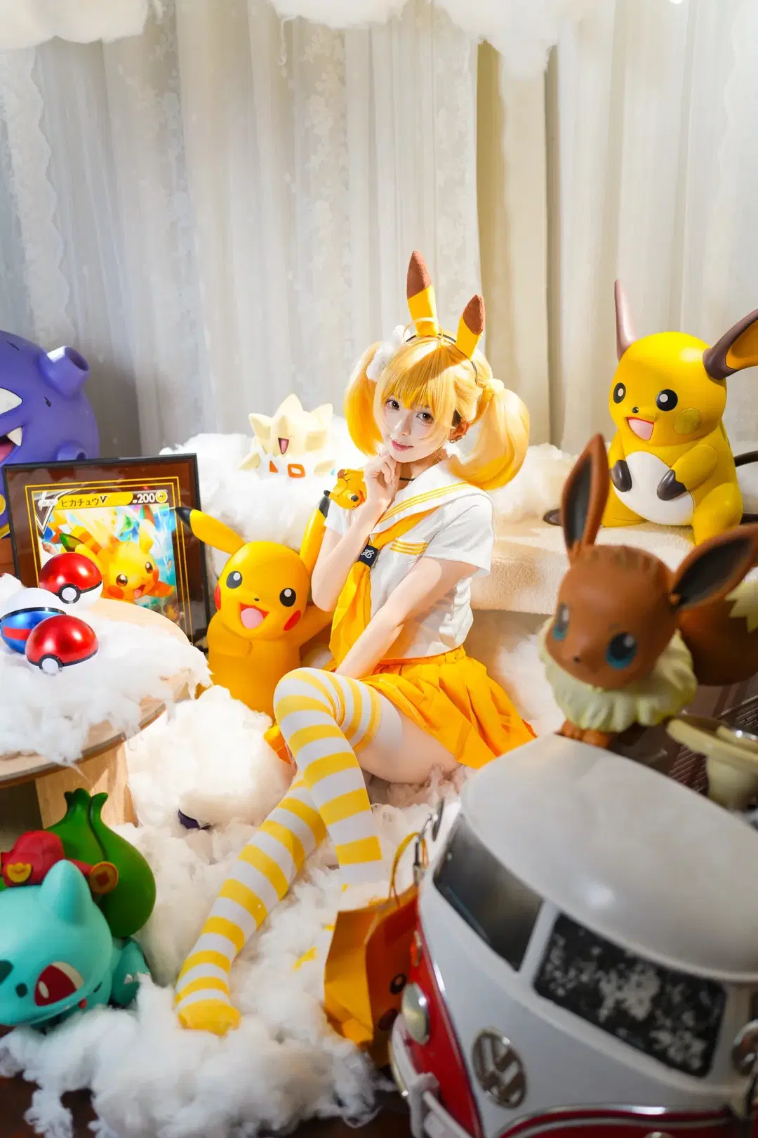 二次元, 可愛い系, ストッキング, ピカチュウ コスプレ, ポケットモンスター