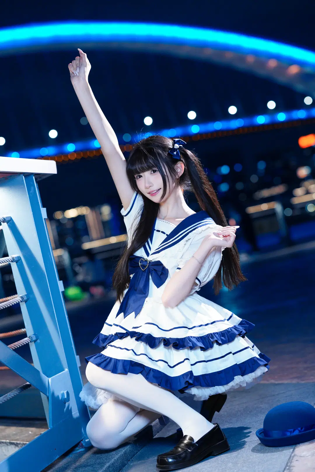海军风Lolita夜拍魔都，蓝白配色打破次元壁 - 猫活150 - 第6张