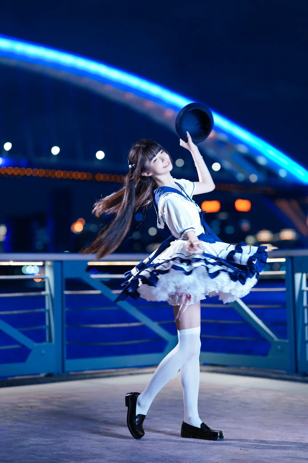 海军风Lolita夜拍魔都，蓝白配色打破次元壁 - 猫活150 - 第7张