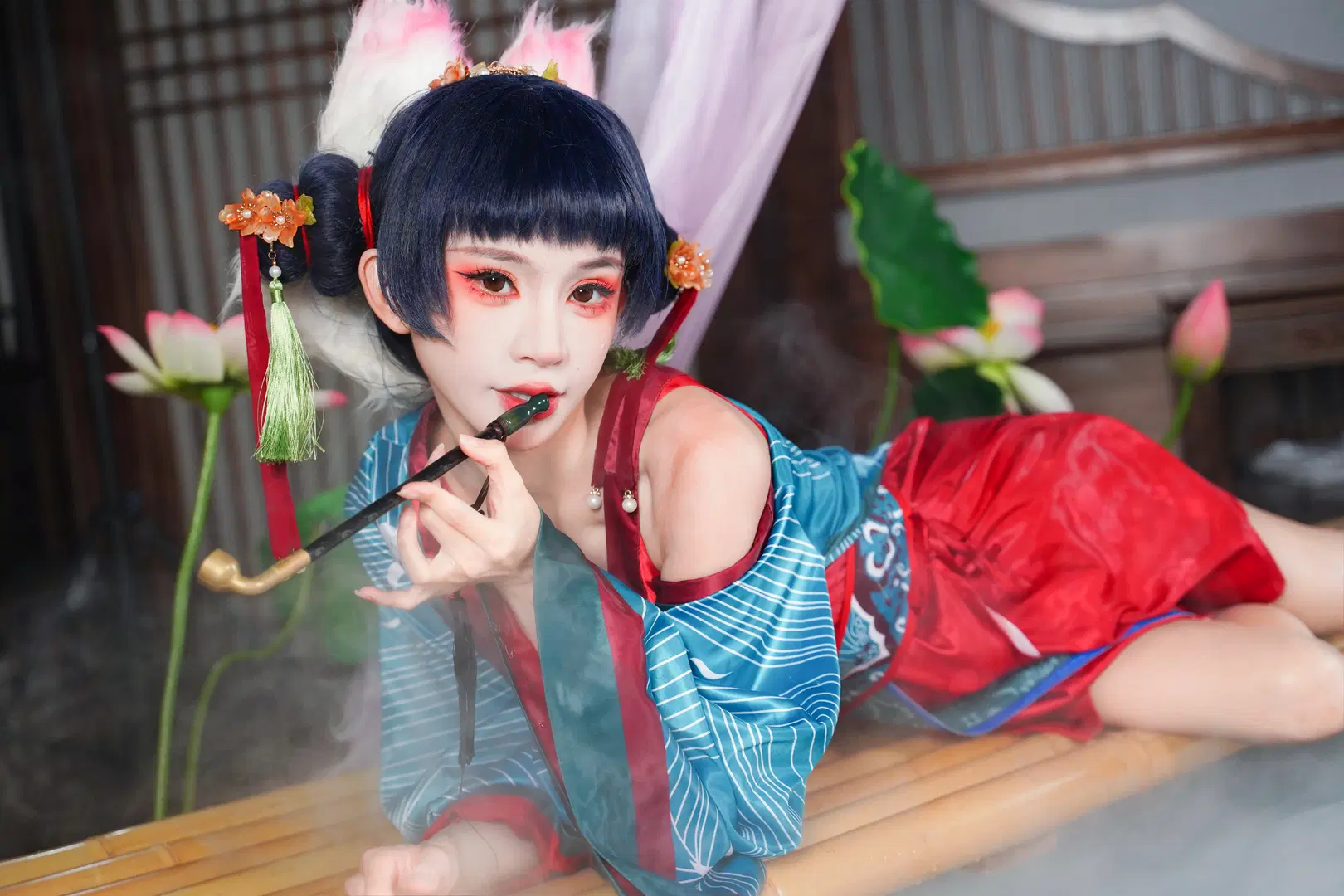 【宝青坊主コスプレ】パイプ小道具を手にする狐娘コスプレの女将、中国風コスプレの風情が最高潮に - 雷霆大屑绒 - 3枚目