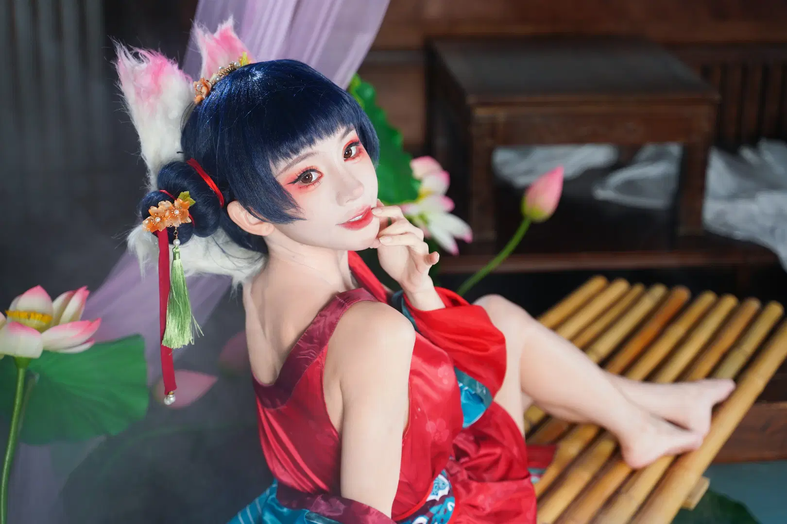 【宝青坊主コスプレ】パイプ小道具を手にする狐娘コスプレの女将、中国風コスプレの風情が最高潮に - 雷霆大屑绒 - 6枚目