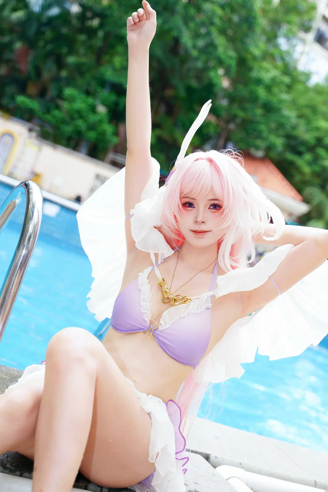 Elysia Cosplay: Summer Poolside Swimsuit Photoshoot by 雷霆大屑绒 - Image 4