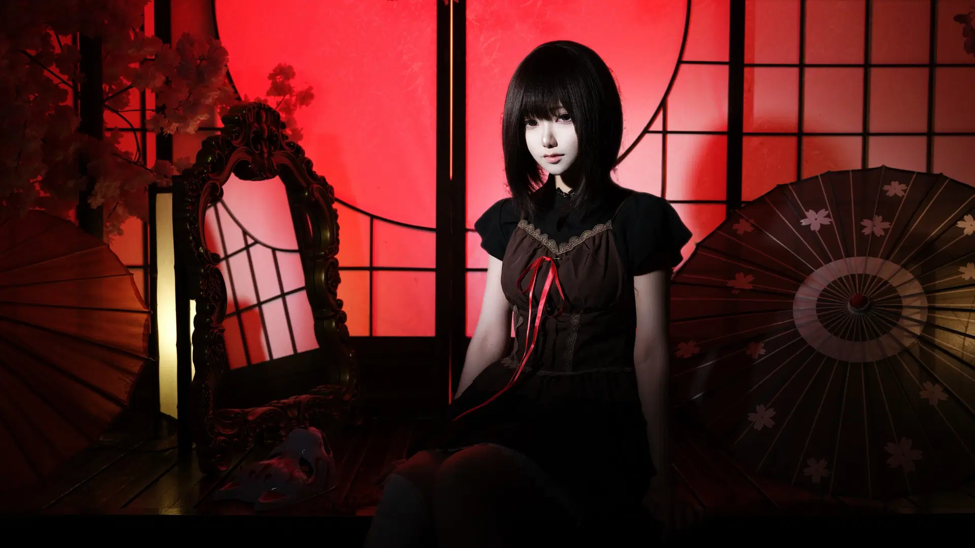 White tights cosplay, Mayu Amakura cosplay, Fatal Frame II: Crimson Butterfly, Japanese-style photo studio, Beijing cosplay photoshoot
