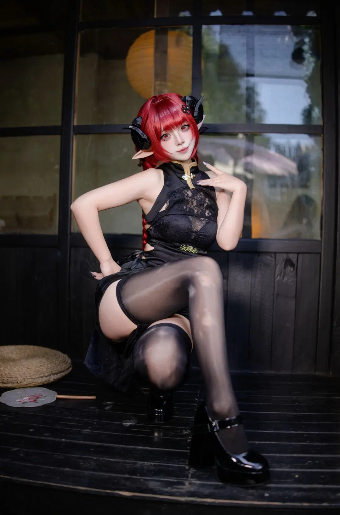 cosplay, Azur Lane, Qipao cosplay, Black stockings, Hindenburg cosplay