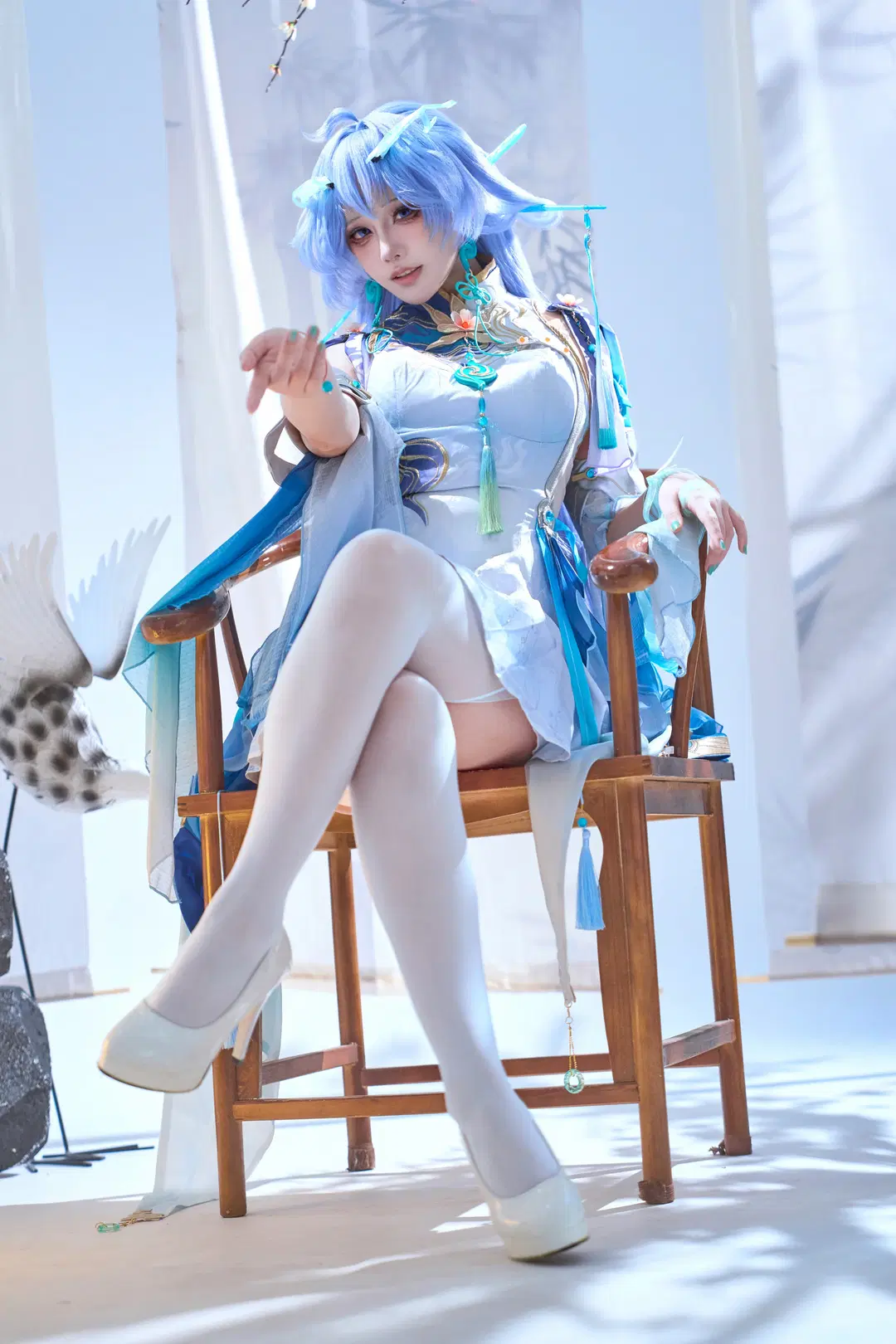 鳴潮, コスプレ, 白ストッキング, 仙侠風, 清宵コスプレ