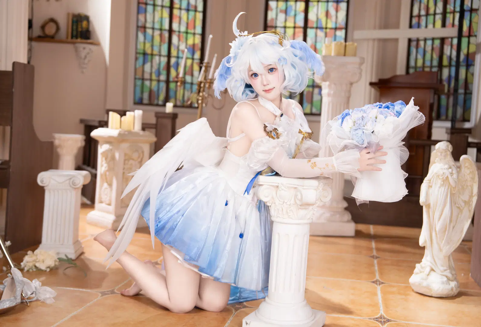【芙宁娜cos】原神天使芙降临，记录一次梦幻教堂拍摄 - 桂茶茶茶 - 第4张