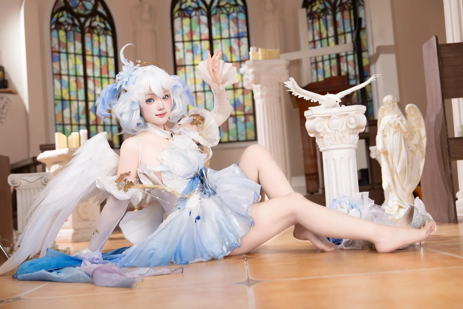 【芙宁娜cos】原神天使芙降临，记录一次梦幻教堂拍摄 - 桂茶茶茶 - 第5张