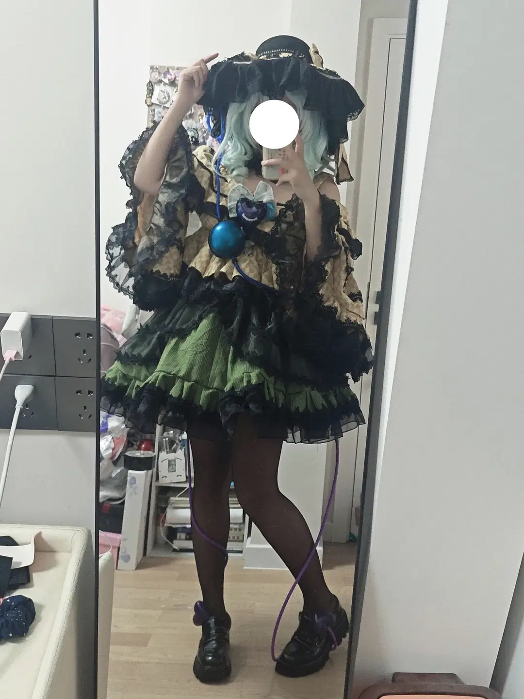 东方project, 古明地恋cos, 对镜自拍, 黑色丝袜, 夏装试衣