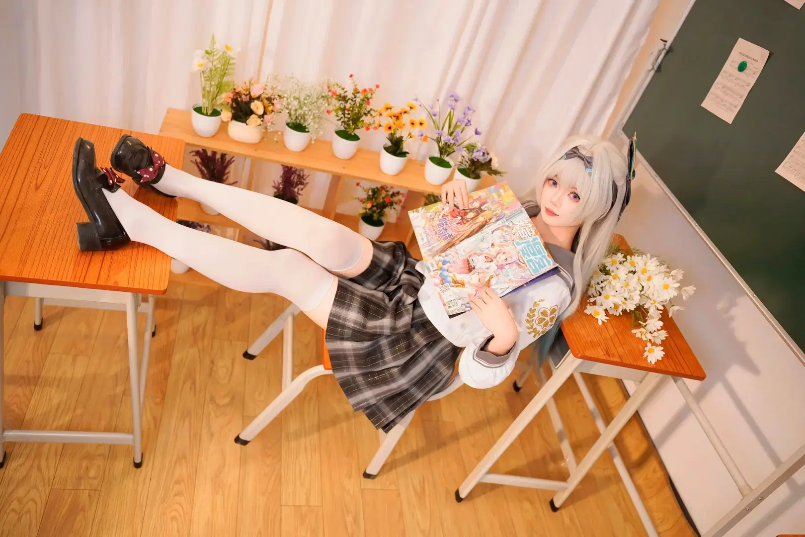 二次元少女, 崩坏星穹铁道, 流萤cos, 白丝, jk制服