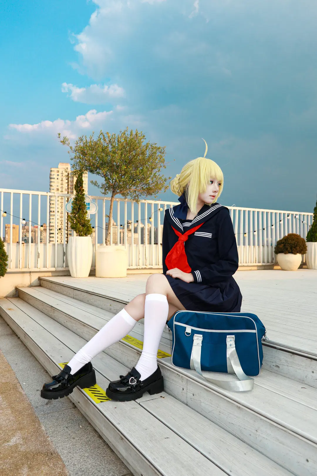 阿尔托莉雅cos, FGO, 水手服cos, 白丝袜, Saber