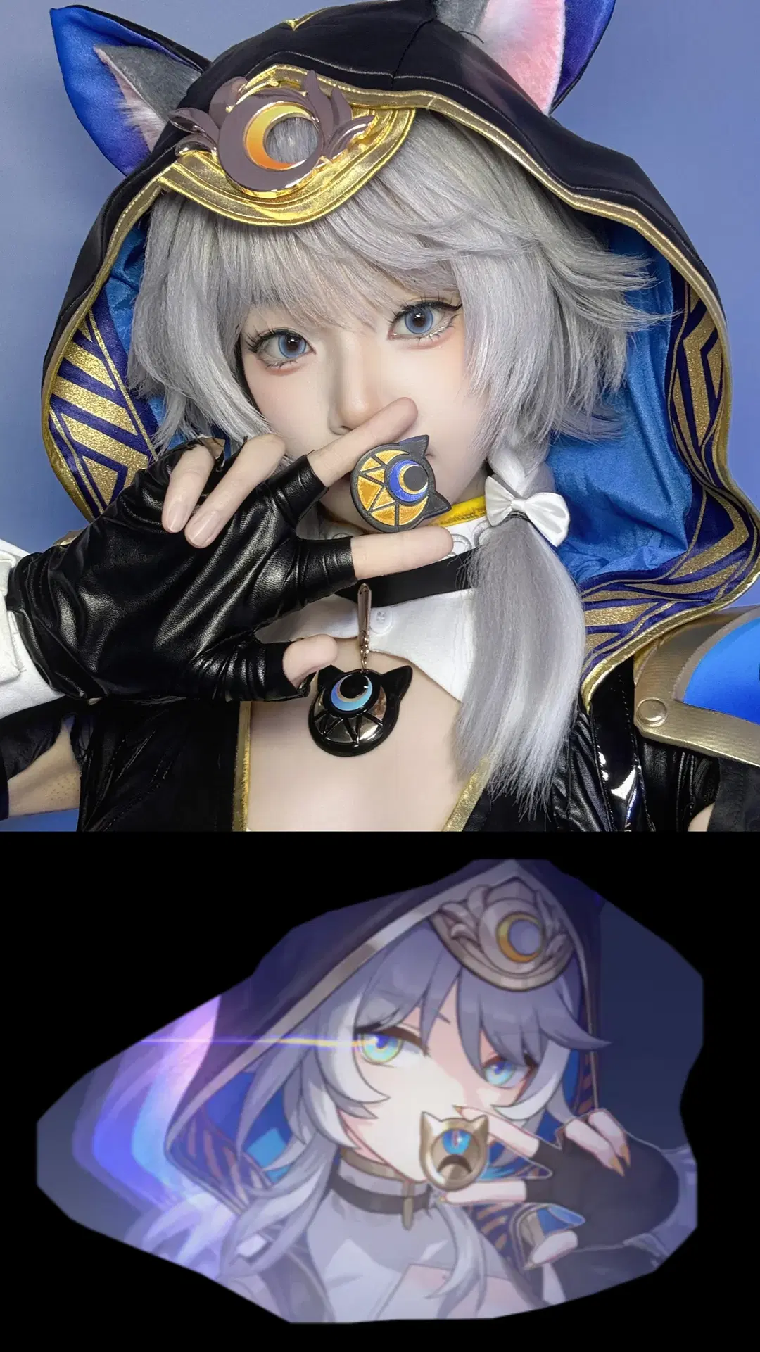 赛飞儿cos, 崩坏星穹铁道, 二次元cosplay, 银发美瞳, 猫耳斗篷
