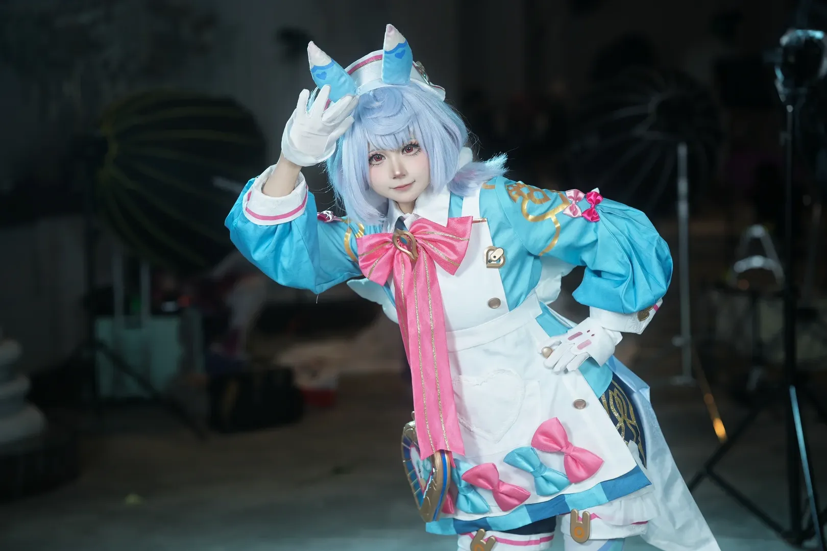 希格雯cos, 二次元cosplay, 漫展摄影, 蓝色系装扮, 特殊花纹丝袜 - 第4张
