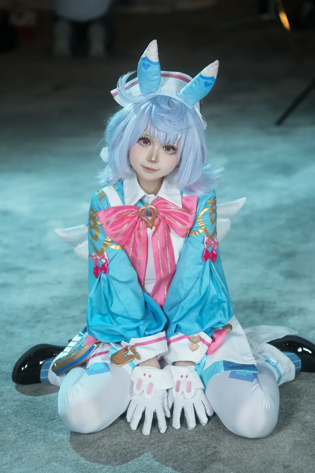 希格雯cos, 二次元cosplay, 漫展摄影, 蓝色系装扮, 特殊花纹丝袜 - 第9张