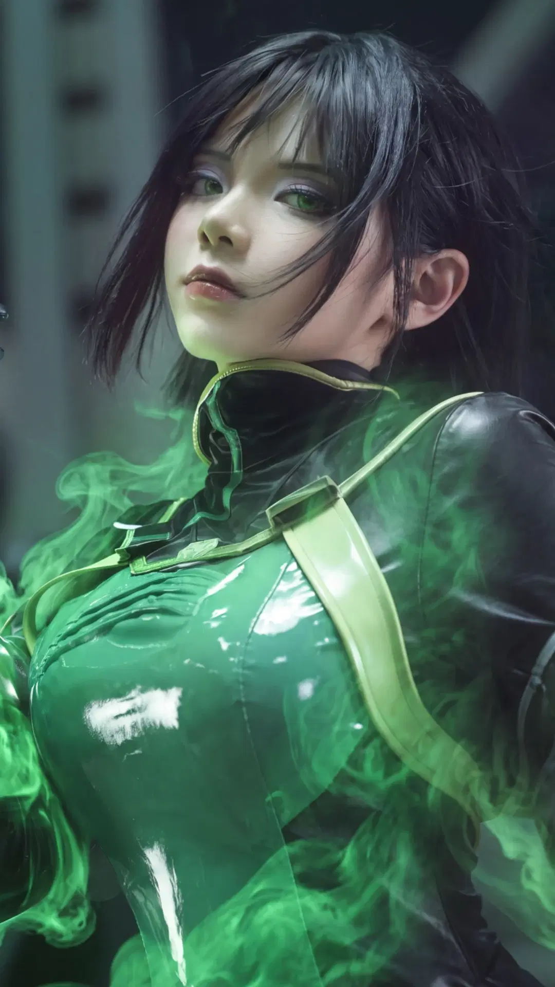无畏契约, 战术风, 蝰蛇cos, 亮面皮衣, 绿色毒气