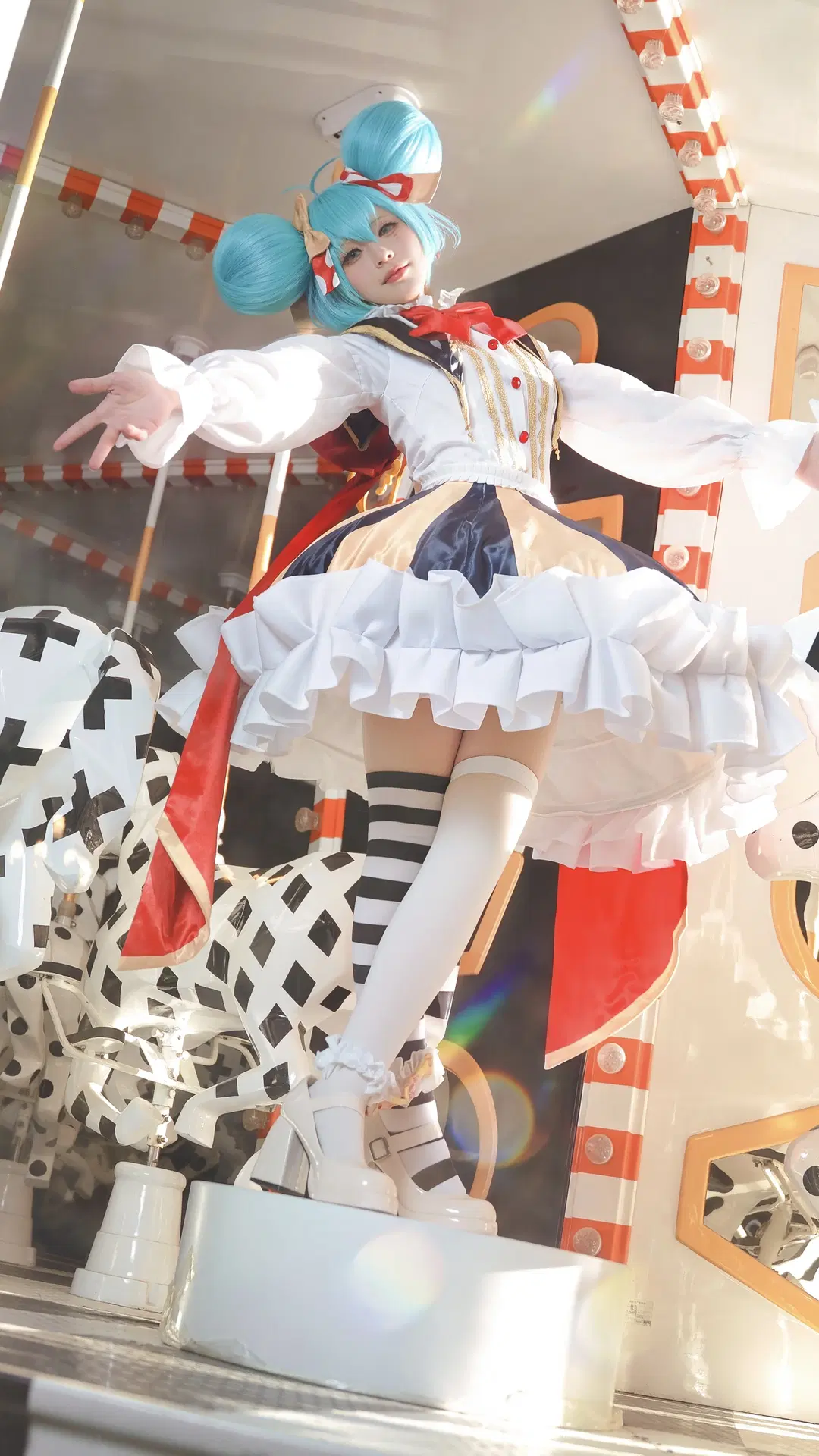 二次元, 初音未来cos, 旋转木马, 丝袜, 舞台风洋装