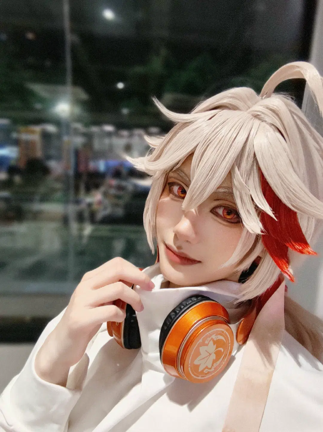 原神, 二次元角色扮演, 猫耳cos, 枫原万叶cos, 红发挑染