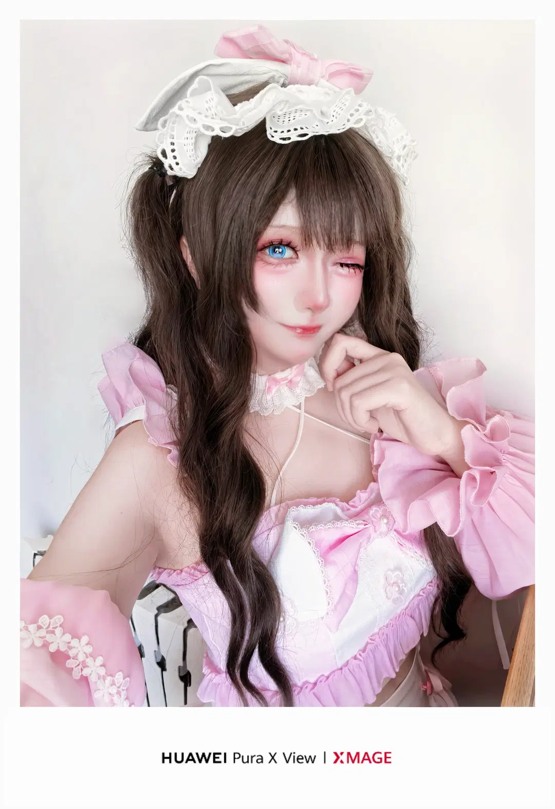粉白蕾丝女仆装自拍分享 宅家必备阔直板手机 - iry66666 - 第2张