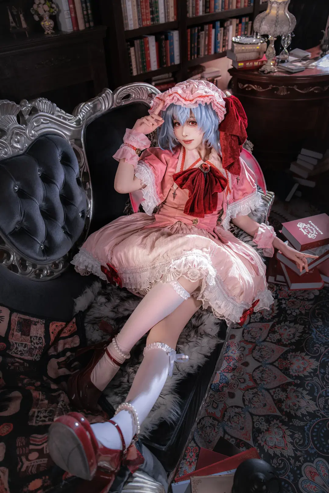 東方Project, ロリータ, レミリアコスプレ, 白ストッキング, レトロ撮影