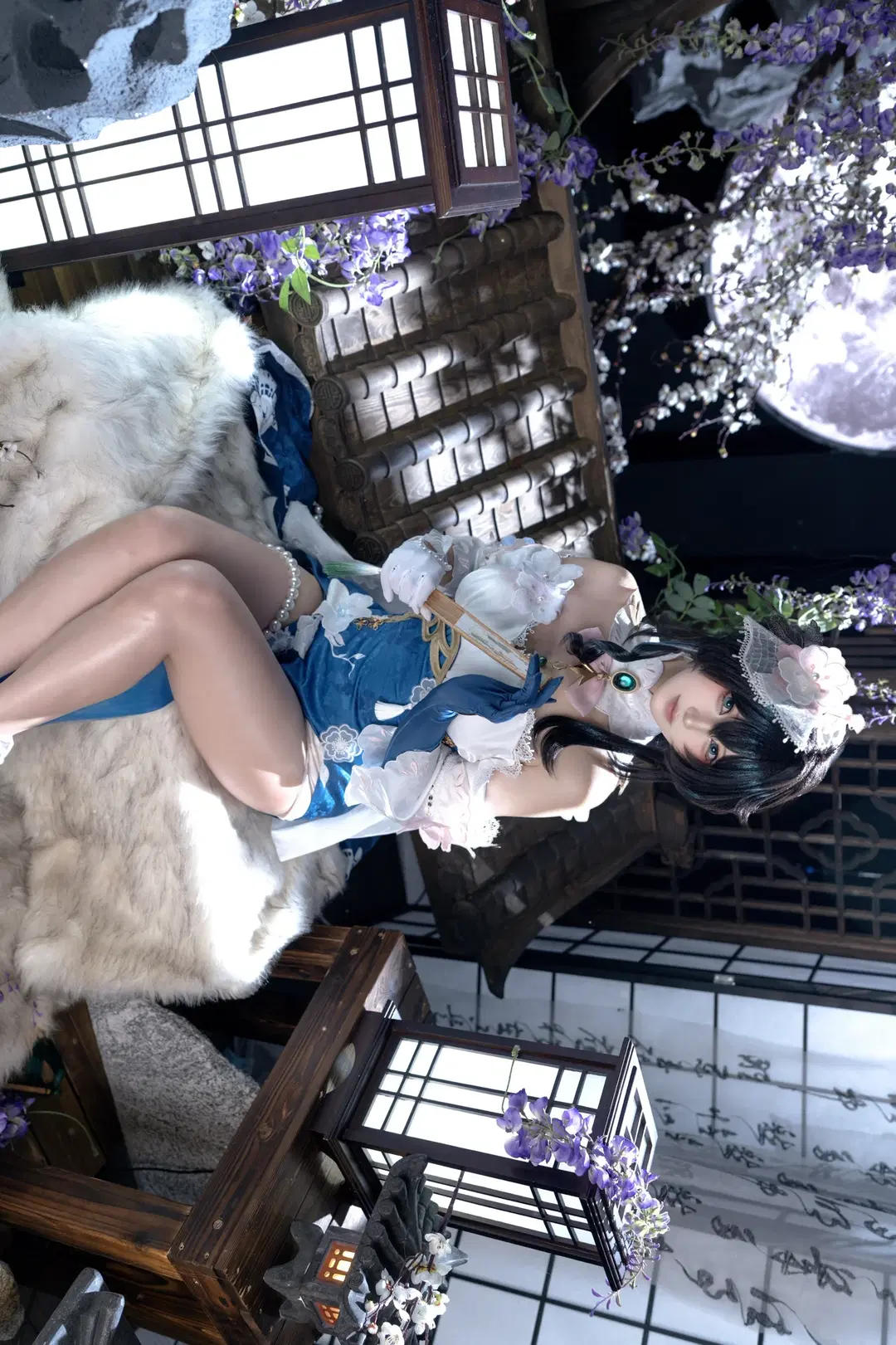 【阮梅cos】星穹铁道雪绽梅笺，蓝白国风与珍珠腿环的棚拍记录 - 是_猫呀 - 第6张