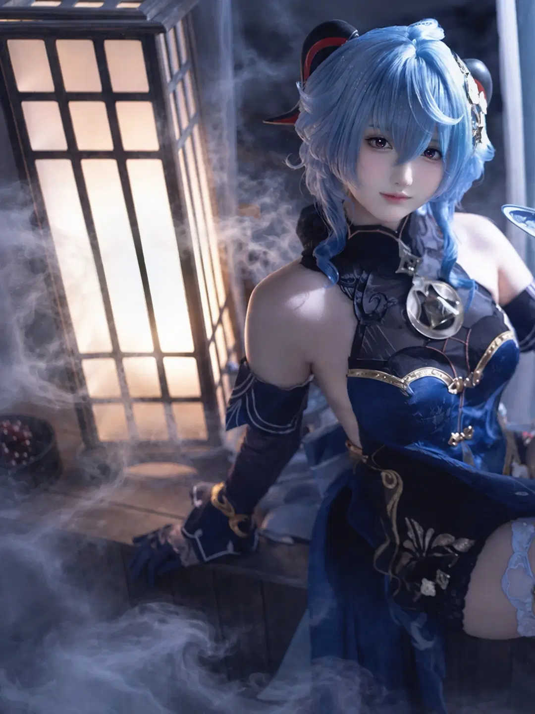 【甘雨cos】原神海灯节温泉度假，蓝发麒麟的慵懒时光 - 是_猫呀 - 第2张
