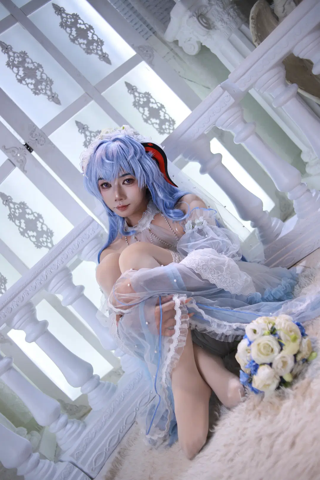 【甘雨cos】原神花嫁，藍白紗裙與純白之約 - 邪恶的哥布林 - 第2張