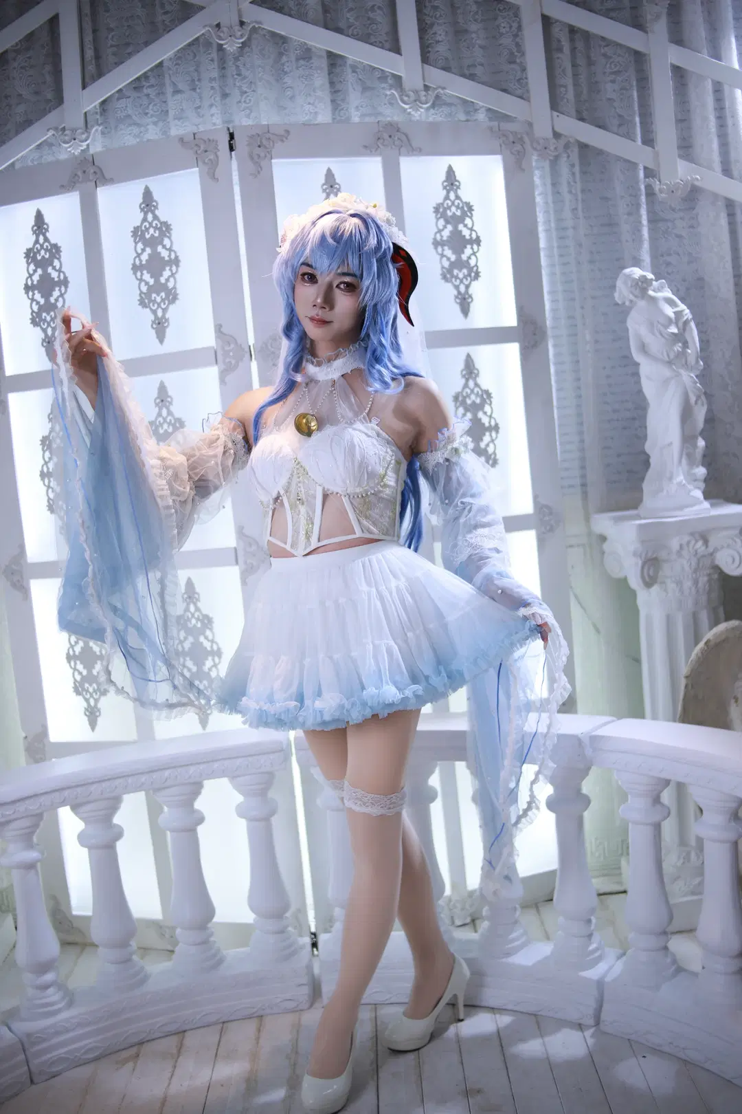 原神, 甘雨cos, 白丝, 二次元写真, 花嫁cosplay