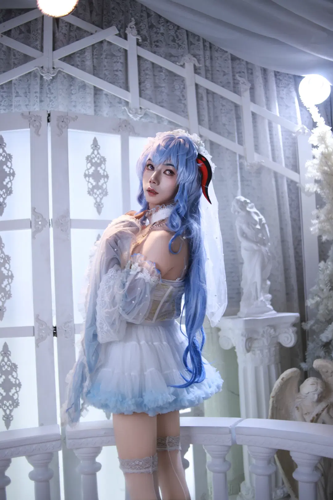 【甘雨cos】原神花嫁，藍白紗裙與純白之約 - 邪恶的哥布林 - 第4張