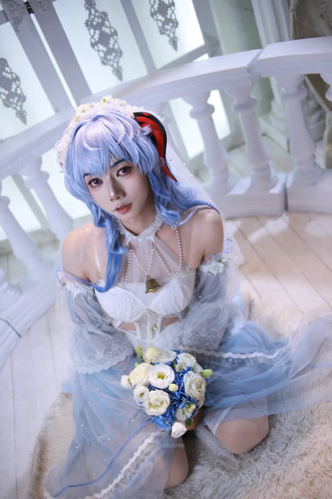 【甘雨cos】原神花嫁，藍白紗裙與純白之約 - 邪恶的哥布林 - 第5張