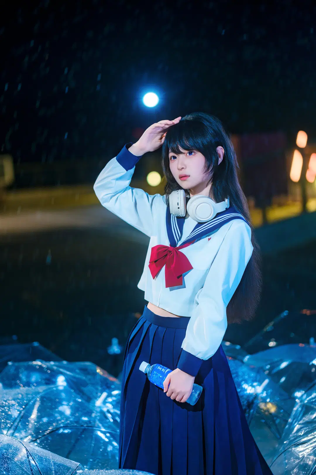 雨夜天台的水手服情緒風寫真 - 幻影消失 - 第4張