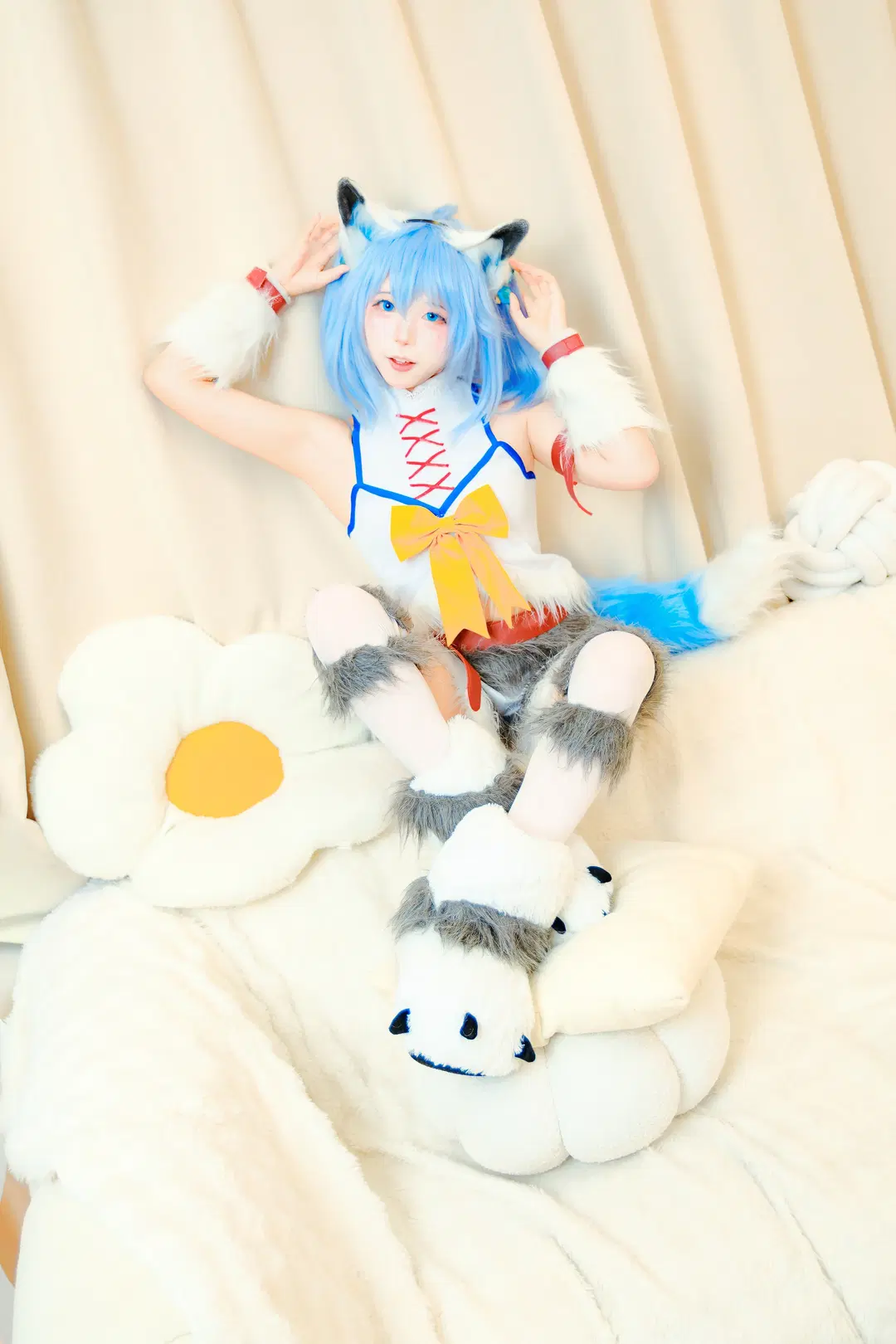 2D Vision Project, White stockings, Kemonomimi girl, Setsuna cosplay, Redo of Healer