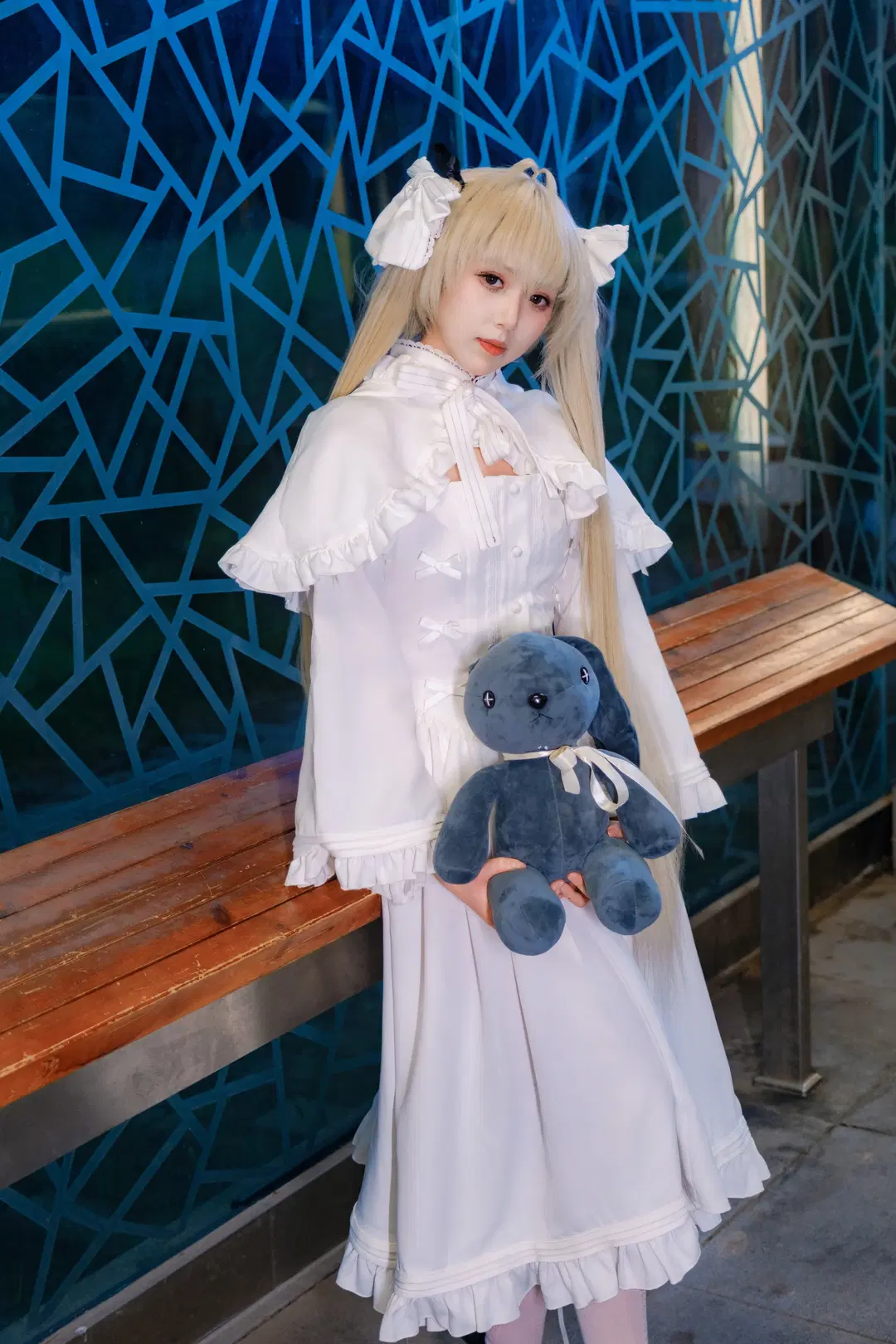 [Kasugano Sora cosplay] Twilight Tram and Sunset Glow: White Stockings Lolita Anime-style outdoor photoshoot by 幻影消失 - Image 13