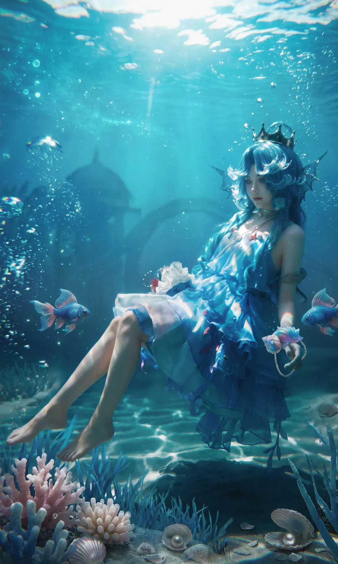 コスプレ, オナー・オブ・キングス, ドリア コスプレ, 人魚姫, 水中撮影