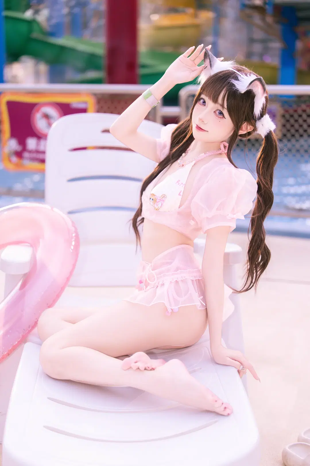 猫耳少女, 长隆水上乐园, 泳装cos, 夏日泳装, 水上乐园写真
