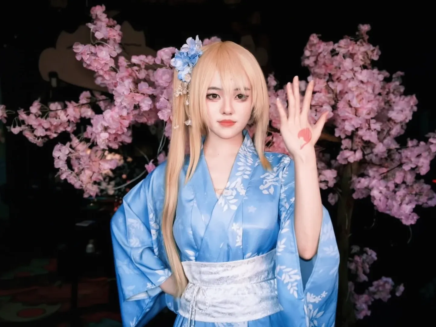 樱花, 和服, cosplay摄影, 妖精的尾巴, 露西哈特菲利亚cos - 第1张