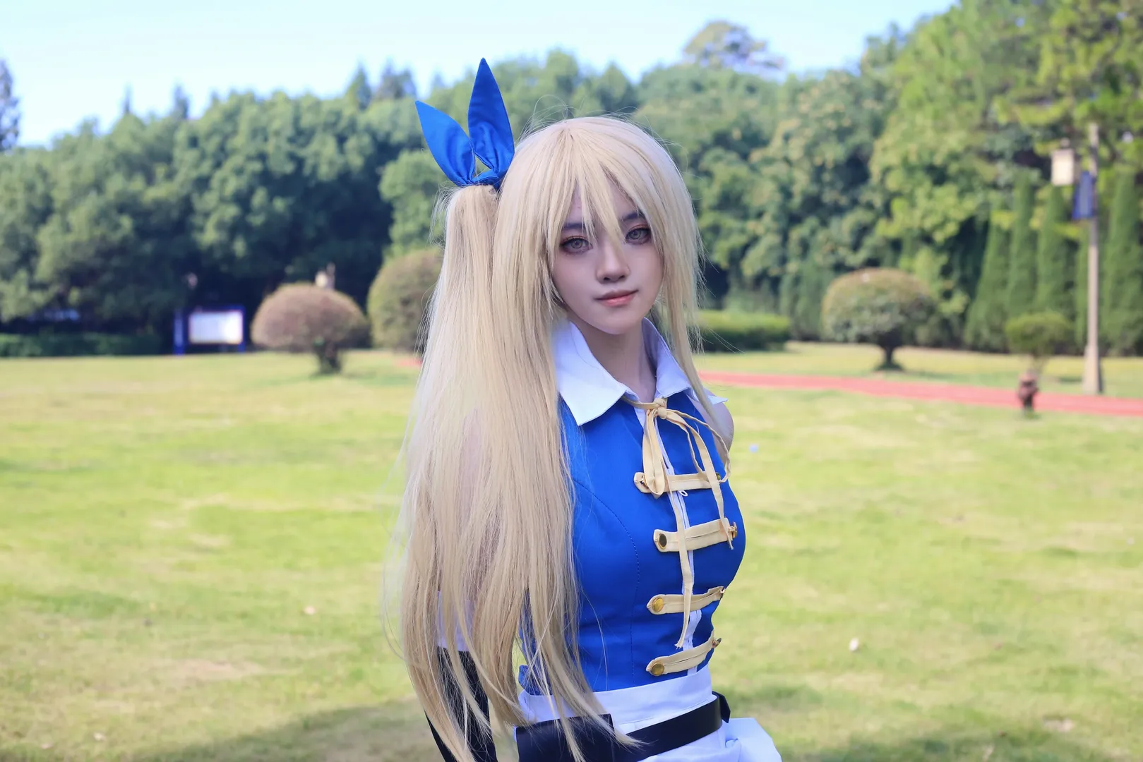 动漫cosplay, 外景摄影, 黑丝cos, 妖精的尾巴, 露西哈特菲利亚cos - 第5张