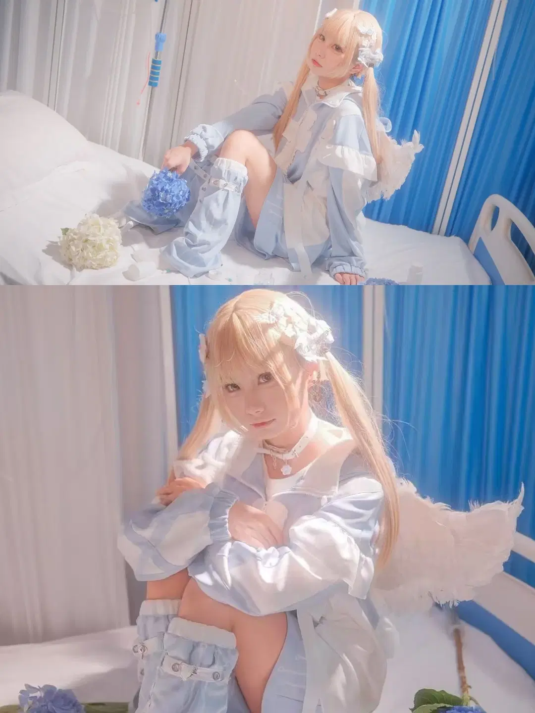Blue Little Angel Hospital Room Photoshoot: Capturing Mizuiro Atmospheric Photography with the Fujifilm X-H2S by 江城 - Image 2