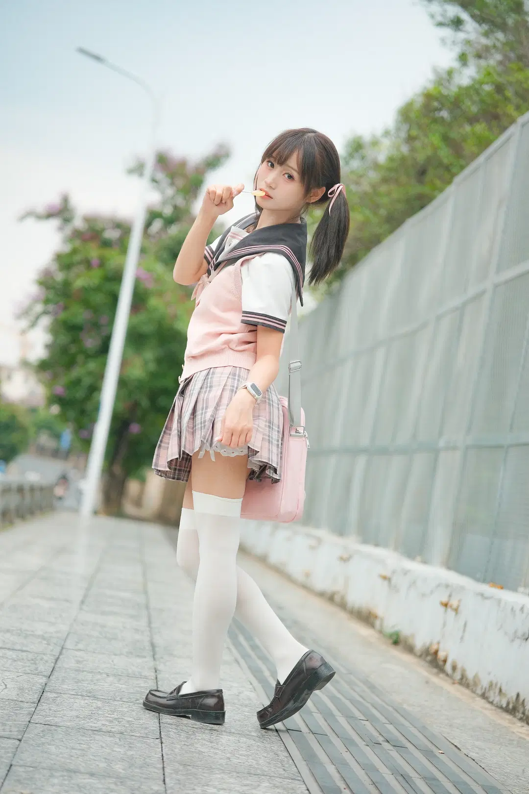 拍照姿势, 白丝, 元气少女, jk制服, 富士相机