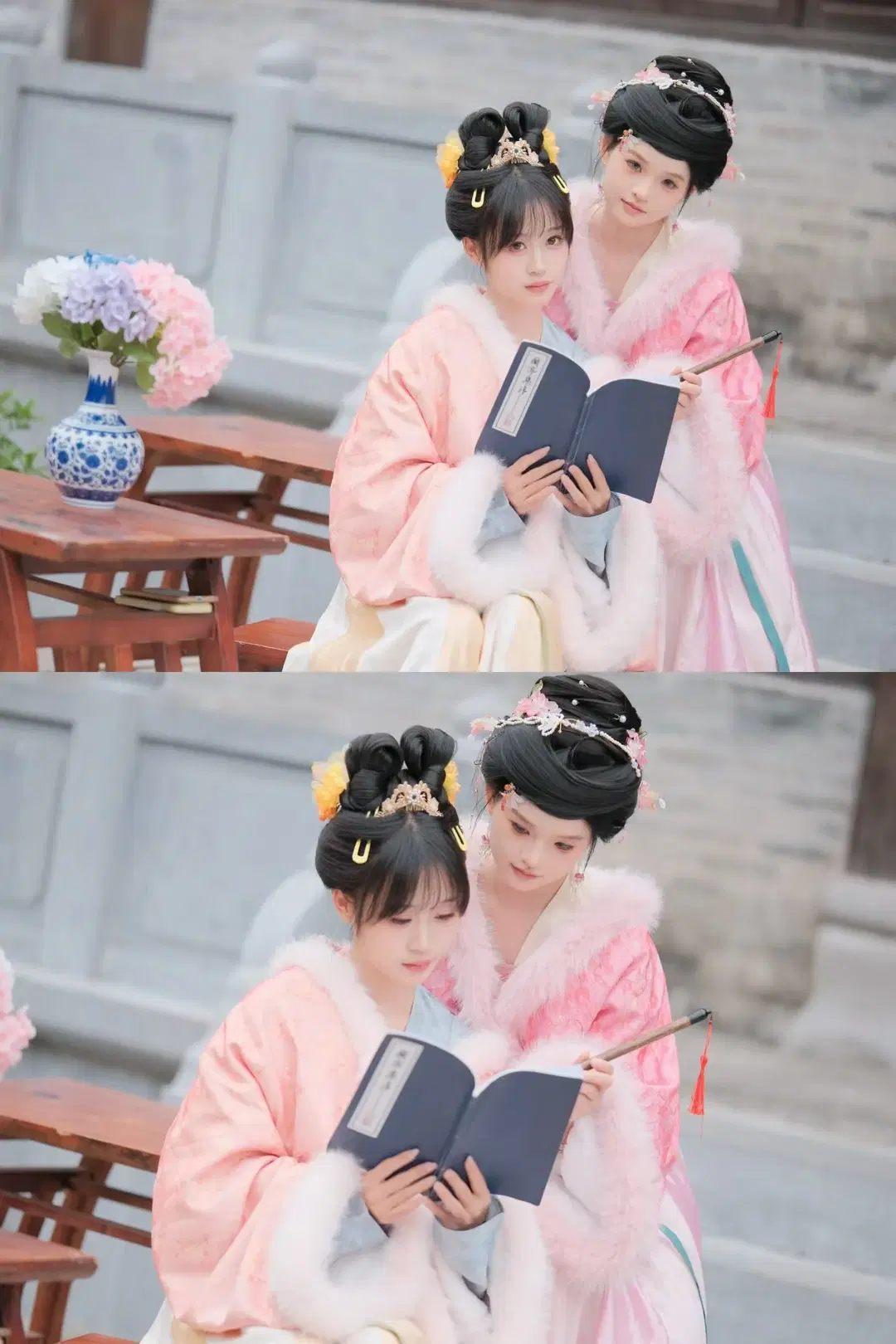 Winter Pink Hanfu Bestie Photoshoot: Classical Moments Beneath the Blessing Plaques by 江城 - Image 2