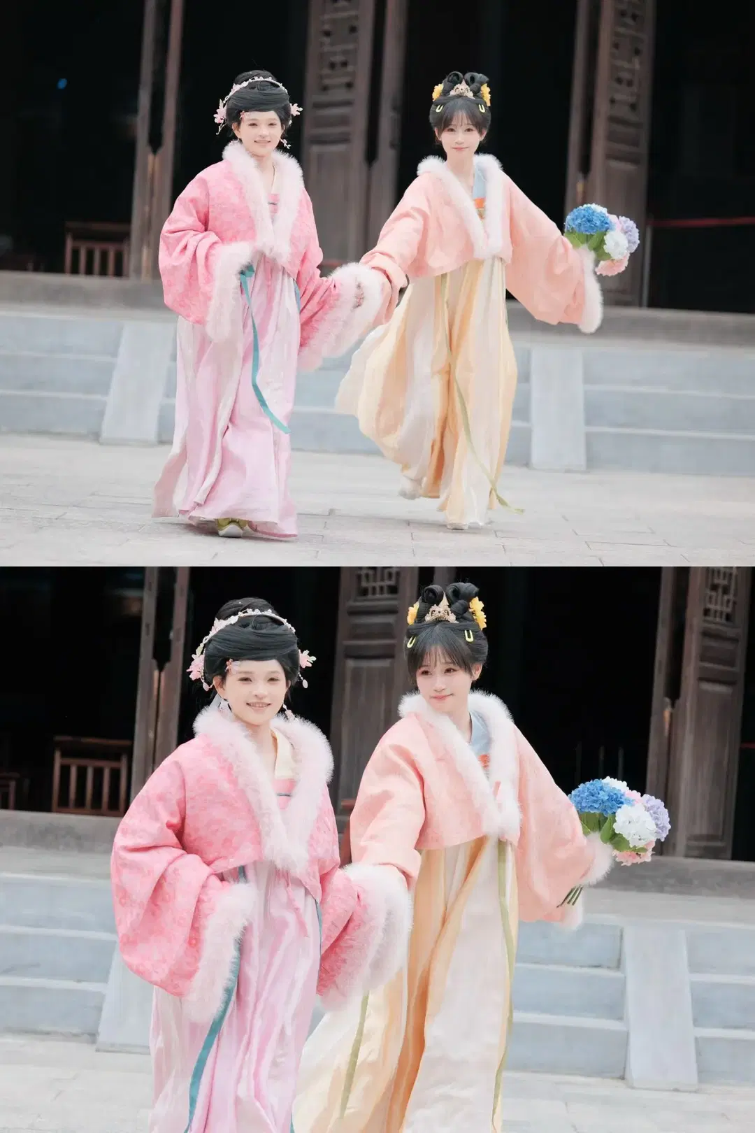 Winter Pink Hanfu Bestie Photoshoot: Classical Moments Beneath the Blessing Plaques by 江城 - Image 3