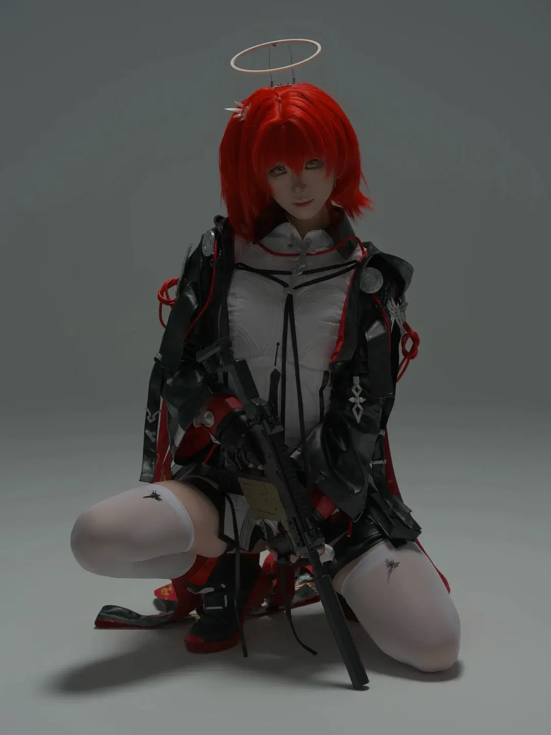 二次元cosplay, 新约能天使cos, 红发cos, 白丝cos, 战术摄影