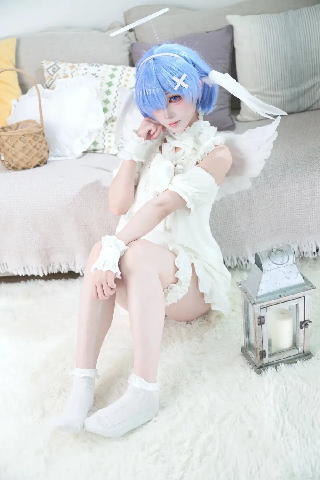 【蕾姆cos】纯白天使造型，室内清透感写真记录 - 咪哦酱 - 第2张
