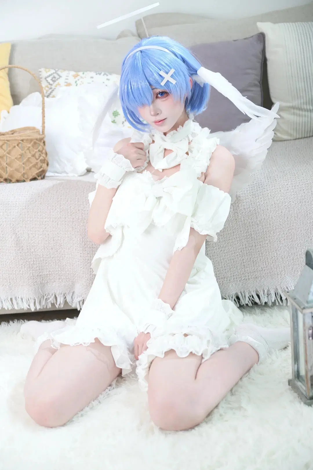 【蕾姆cos】纯白天使造型，室内清透感写真记录 - 咪哦酱 - 第3张