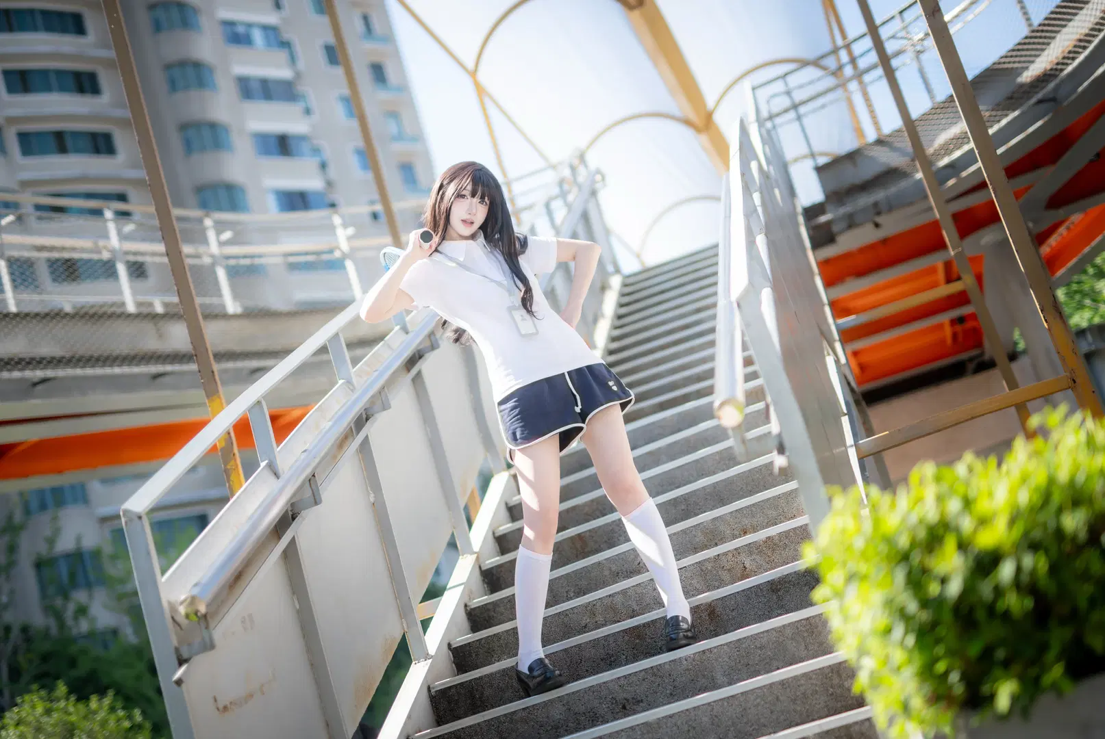 日系运动风网球少女写真 白丝长筒袜的元气感拍摄 - mile7758 - 第3张
