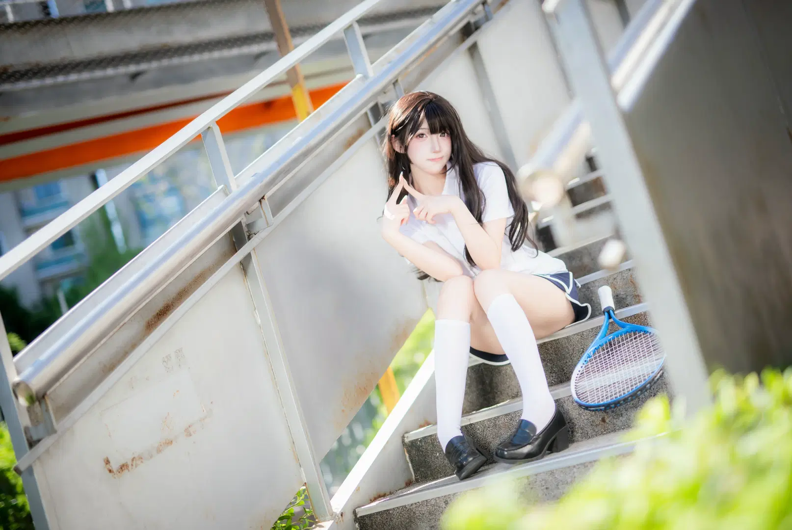 日系运动风网球少女写真 白丝长筒袜的元气感拍摄 - mile7758 - 第4张