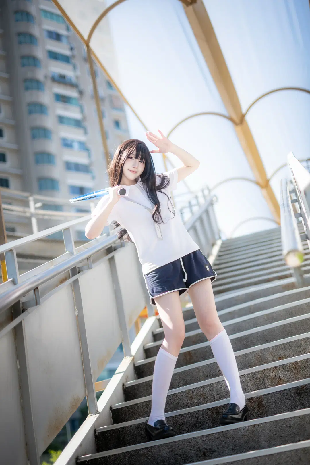 日系运动风网球少女写真 白丝长筒袜的元气感拍摄 - mile7758 - 第5张