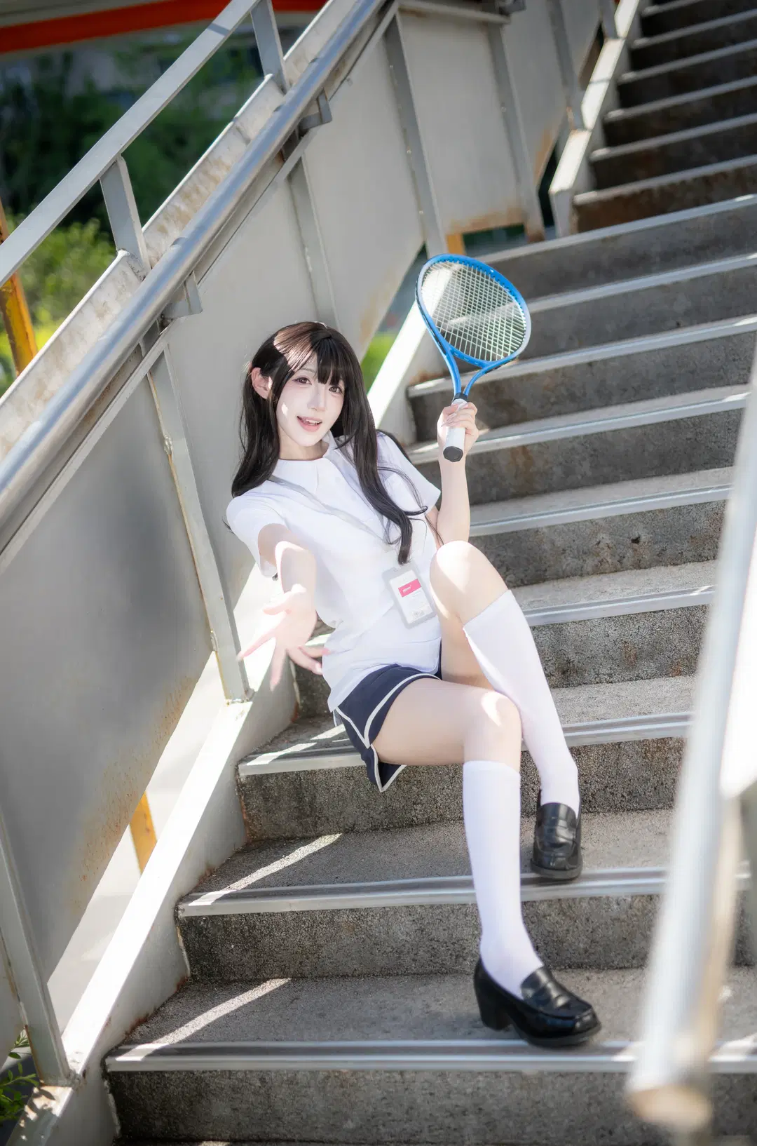 日系运动风网球少女写真 白丝长筒袜的元气感拍摄 - mile7758 - 第6张