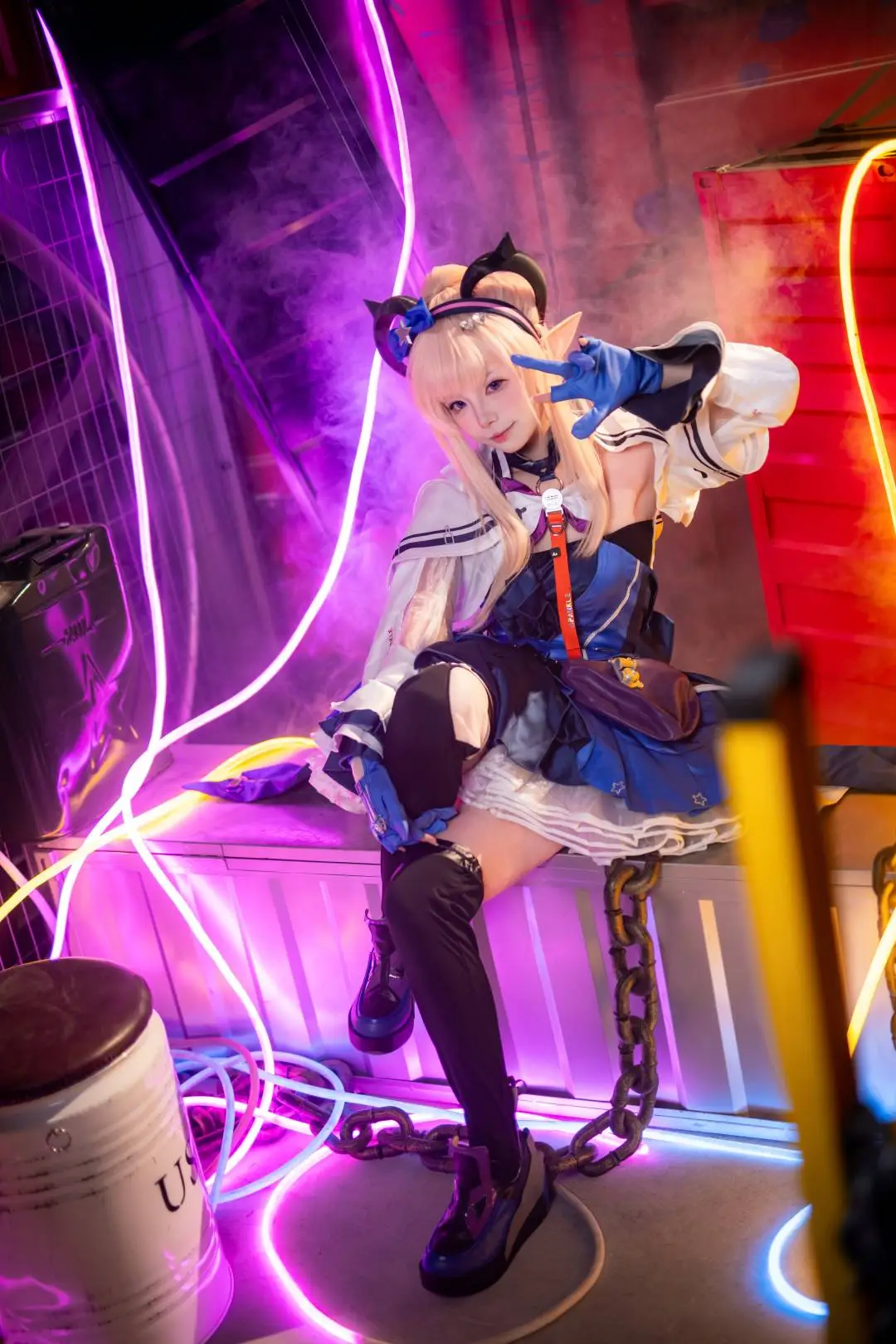 cosplay, 明日方舟終末地, 工業風攝影, 梨諾cos, 腿環絲襪