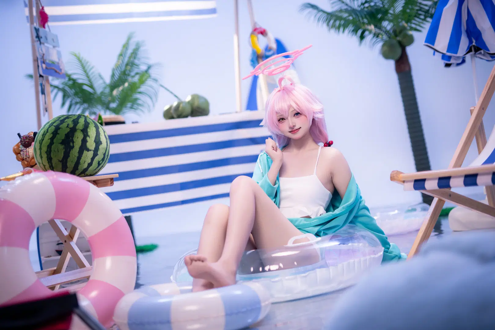 cosplay, 蔚蓝档案, 泳装cos, 小鸟游星野cos, 夏日写真