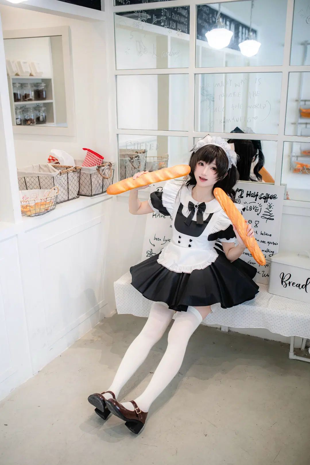 Japanese Maid Outfit Photoshoot: White Stockings Daily Life in a Chongqing Bakery by mile7758 - Image 3