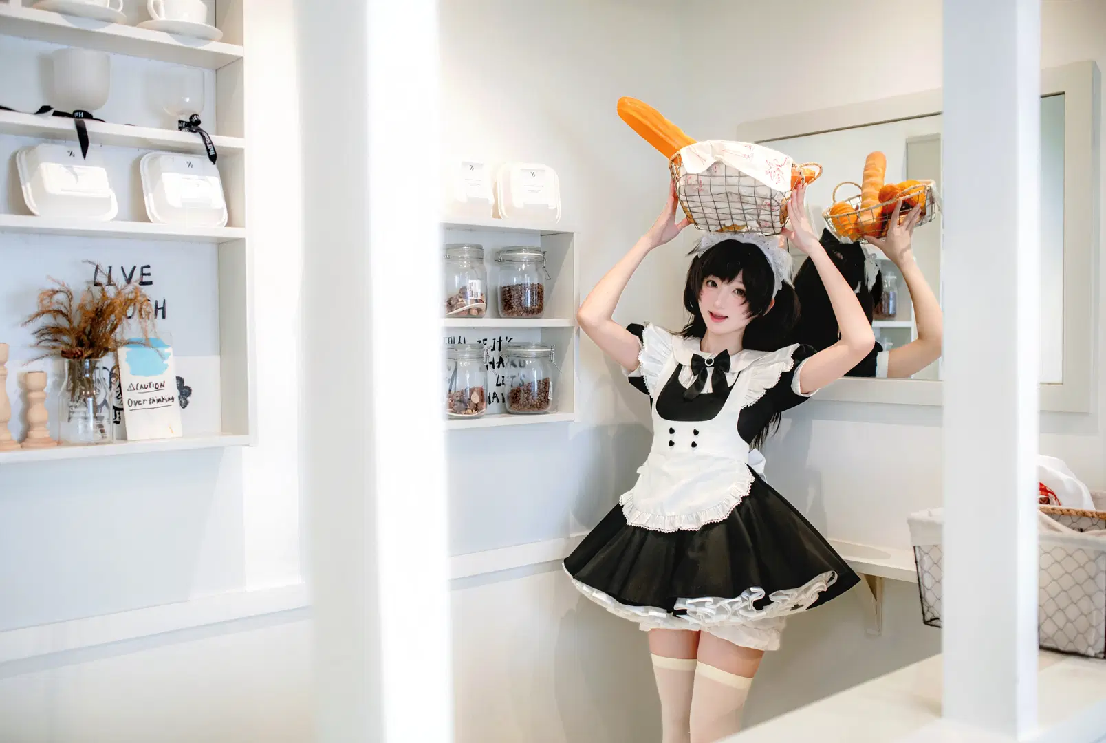Japanese Maid Outfit Photoshoot: White Stockings Daily Life in a Chongqing Bakery by mile7758 - Image 6